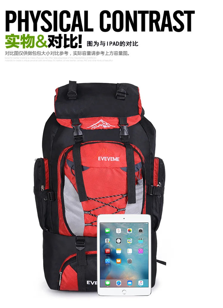 2022 Men's 80L Large Hiking Mountaineering Backpack Climbing Hiking Backpack Camping Backpack Sport Outdoor Rucksack Bag