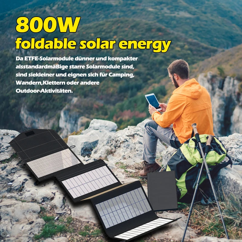 800W Foldable Solar Panel Phone Charger 5V Solar Panels Plate USB Solar Panels Power Bank for Cell Phone Camping Emergency