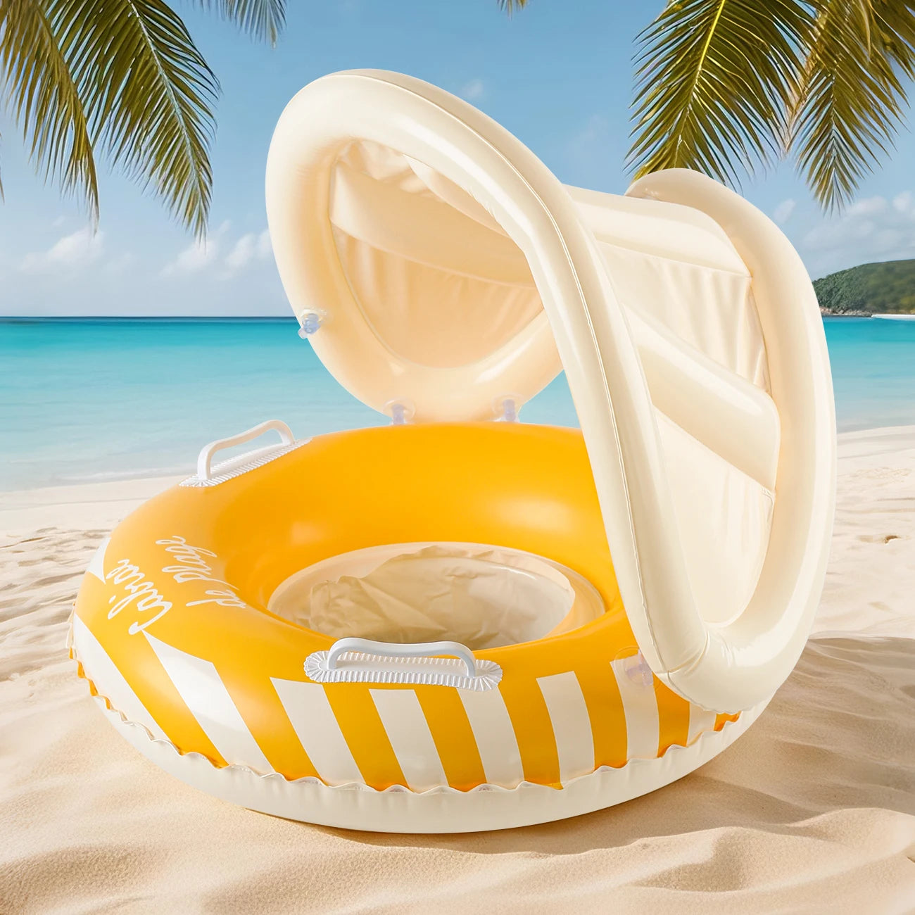 1PC Nordic Style Inflatable Sunshade Lounger, Vibrant Summer Pool Floats for Beach and Pool Parties