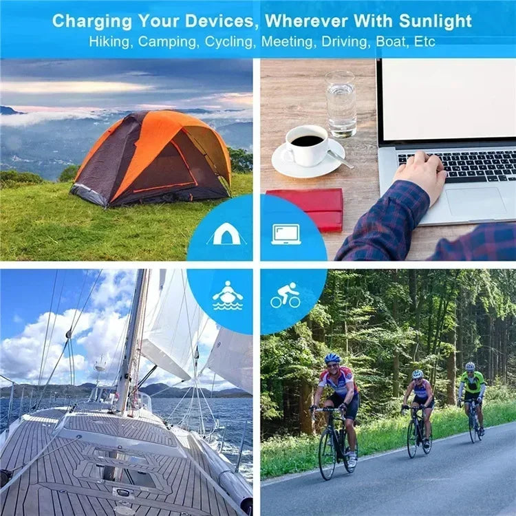 800W Foldable Solar Panel Phone Charger 5V Solar Panels Plate USB Solar Panels Power Bank for Cell Phone Camping Emergency