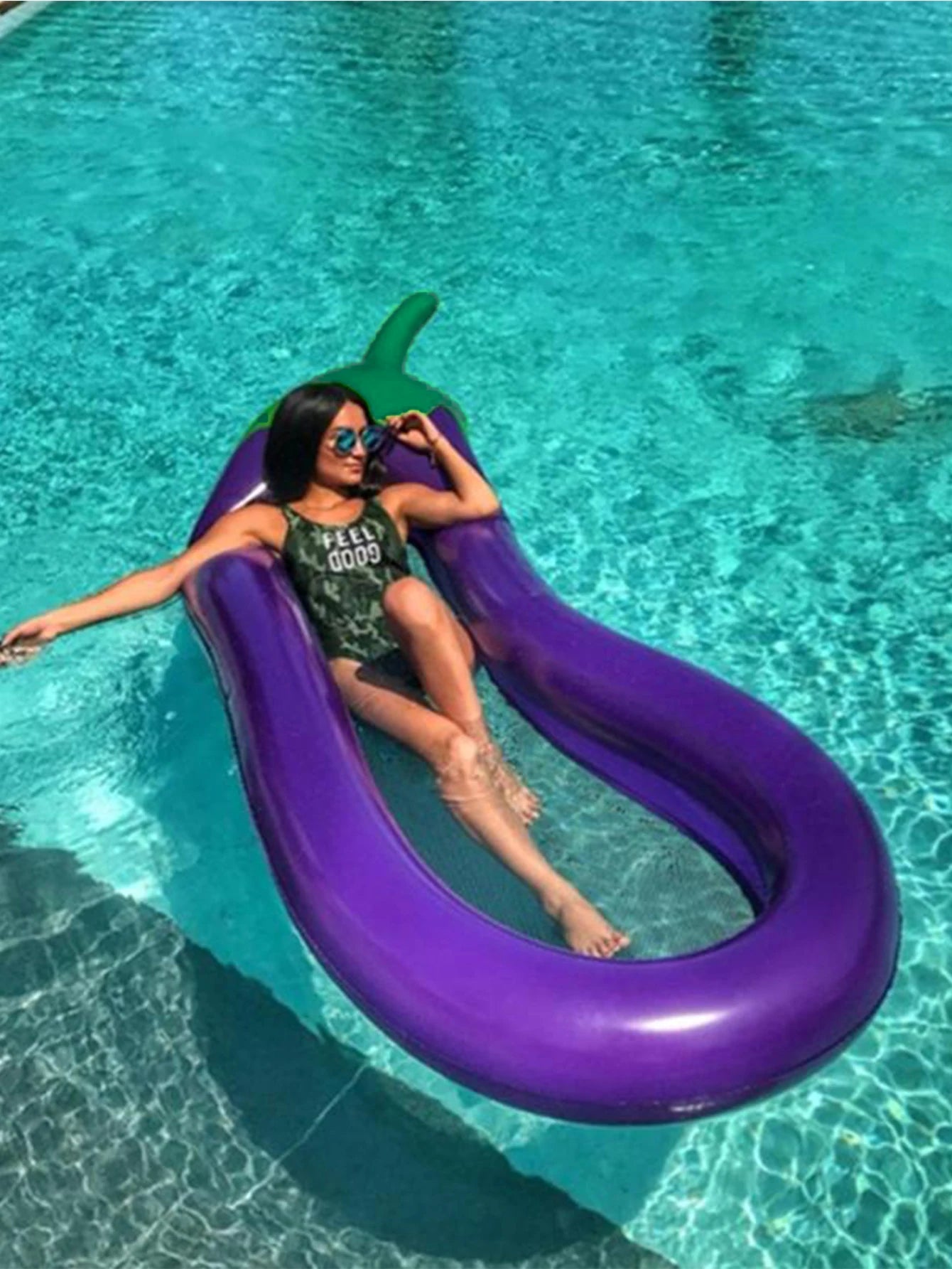 1Pcs 180cm Giant Inflatable Pool Float Eggplant Shape Mattress Swimming Circle For Adult