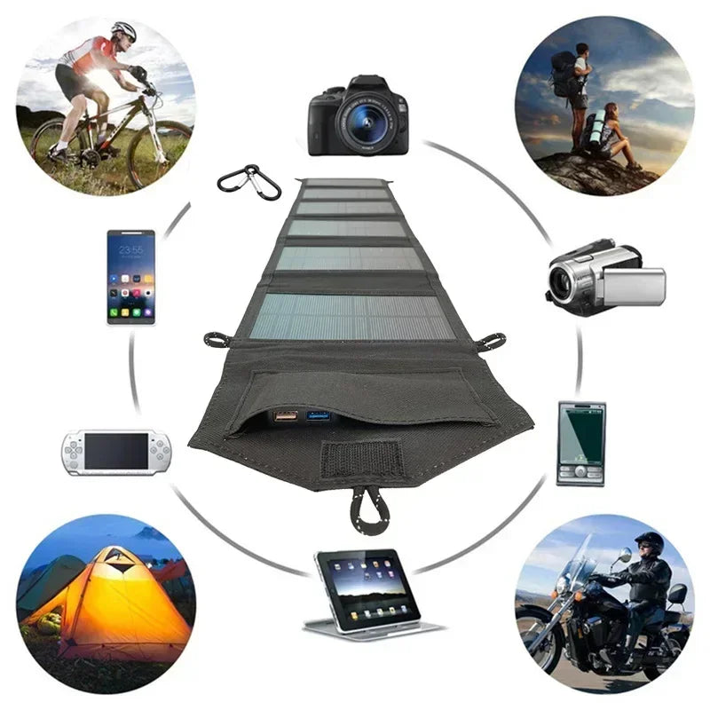 800W Foldable Solar Panel Phone Charger 5V Solar Panels Plate USB Solar Panels Power Bank for Cell Phone Camping Emergency