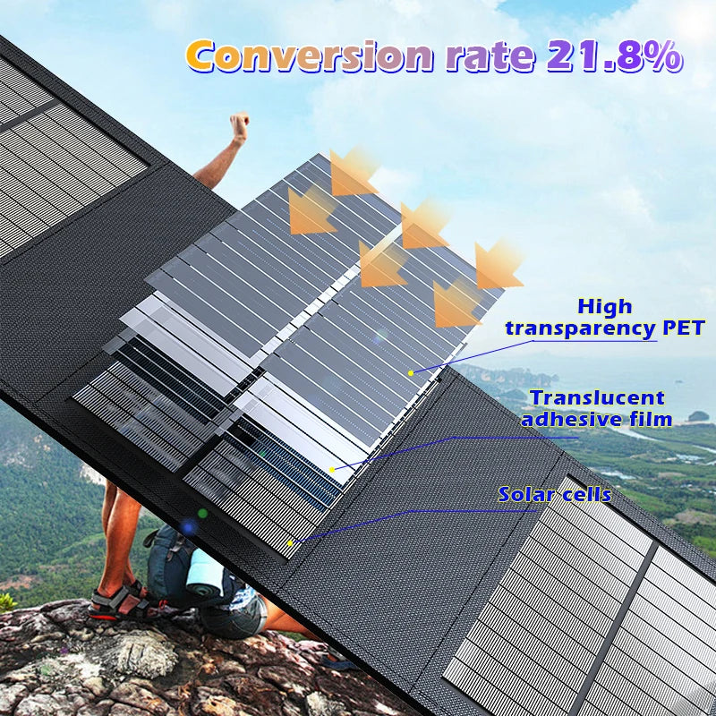 800W Foldable Solar Panel Phone Charger 5V Solar Panels Plate USB Solar Panels Power Bank for Cell Phone Camping Emergency
