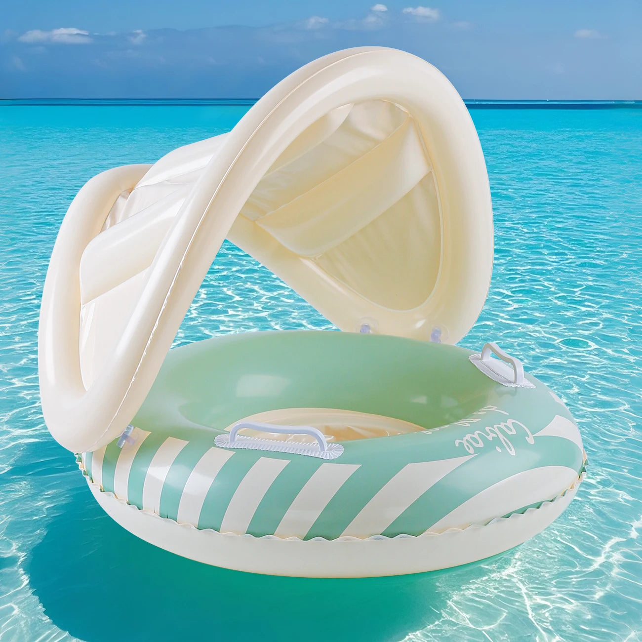 1PC Nordic Style Inflatable Sunshade Lounger, Vibrant Summer Pool Floats for Beach and Pool Parties