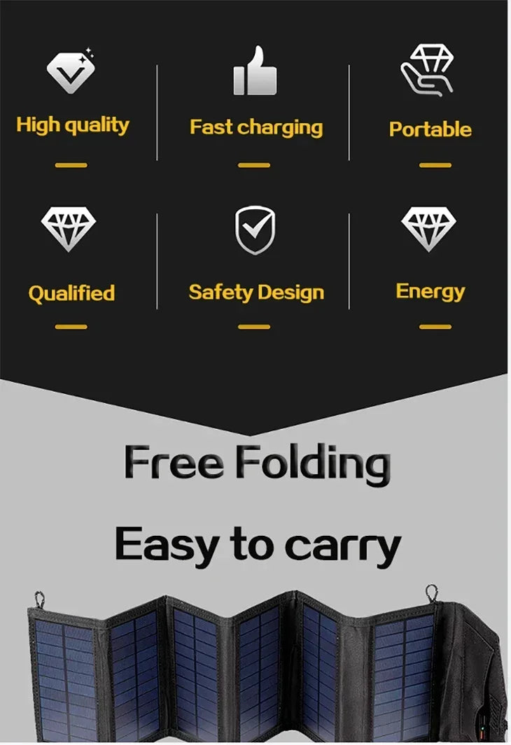800W Foldable Solar Panel Phone Charger 5V Solar Panels Plate USB  Solar Panels Power Bank for Cell Phone Camping Emergency