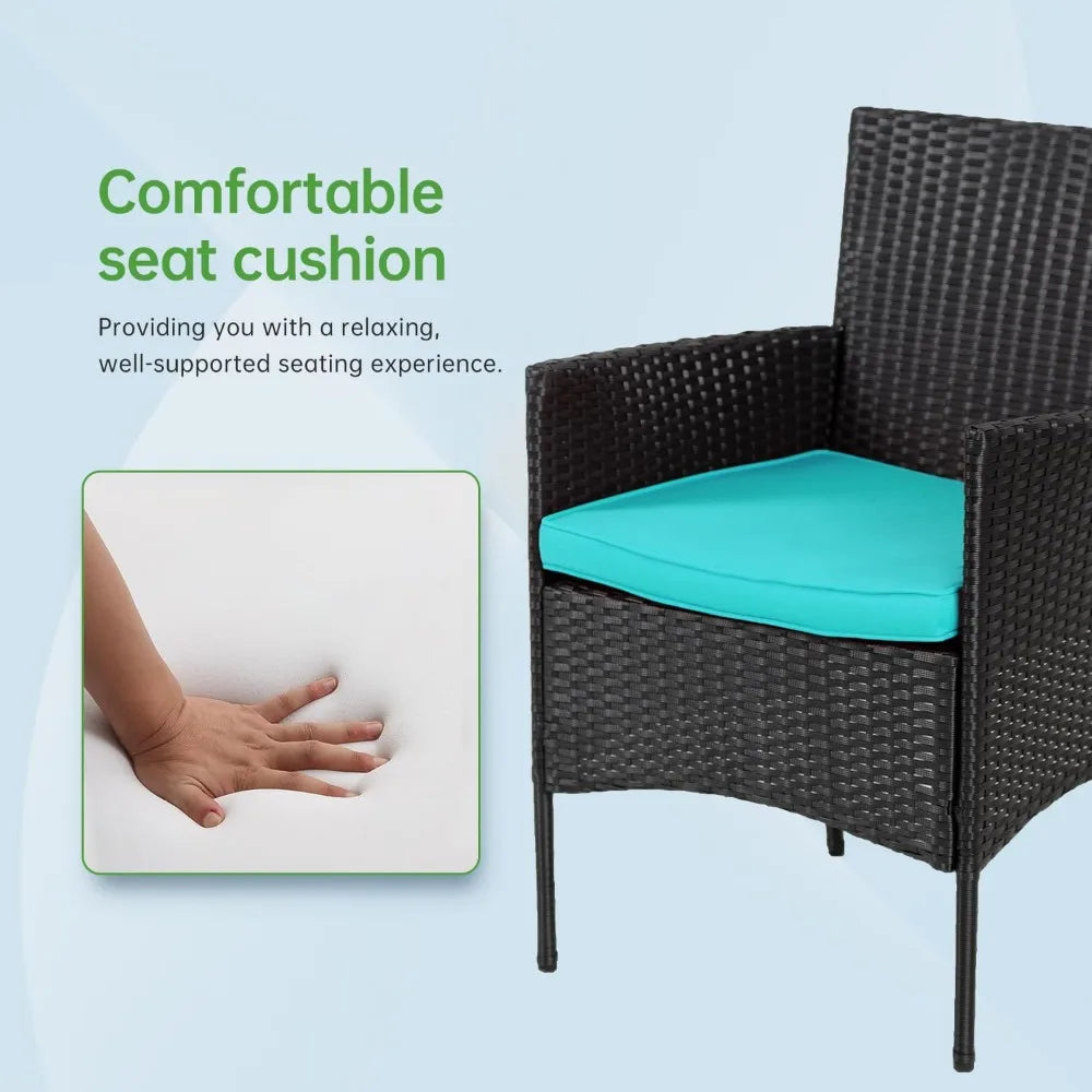 4-Piece Outdoor Wicker Patio Conversation Furniture Set for Backyard W/Coffee Table, Seat Cushions, Patio Furniture Set